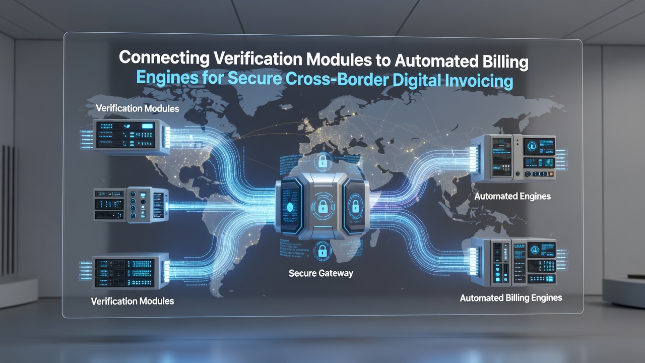 Flowchart of automated billing engine processing verified cross-border invoices