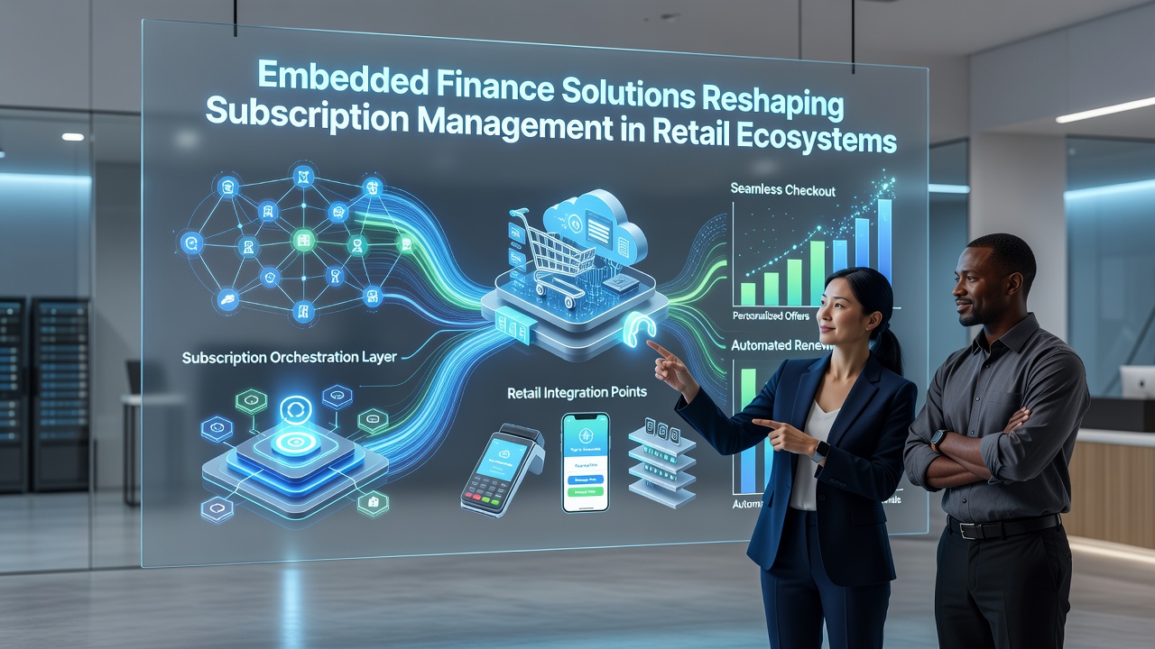 Retail dashboard displaying embedded finance options synced with active subscription accounts and billing data