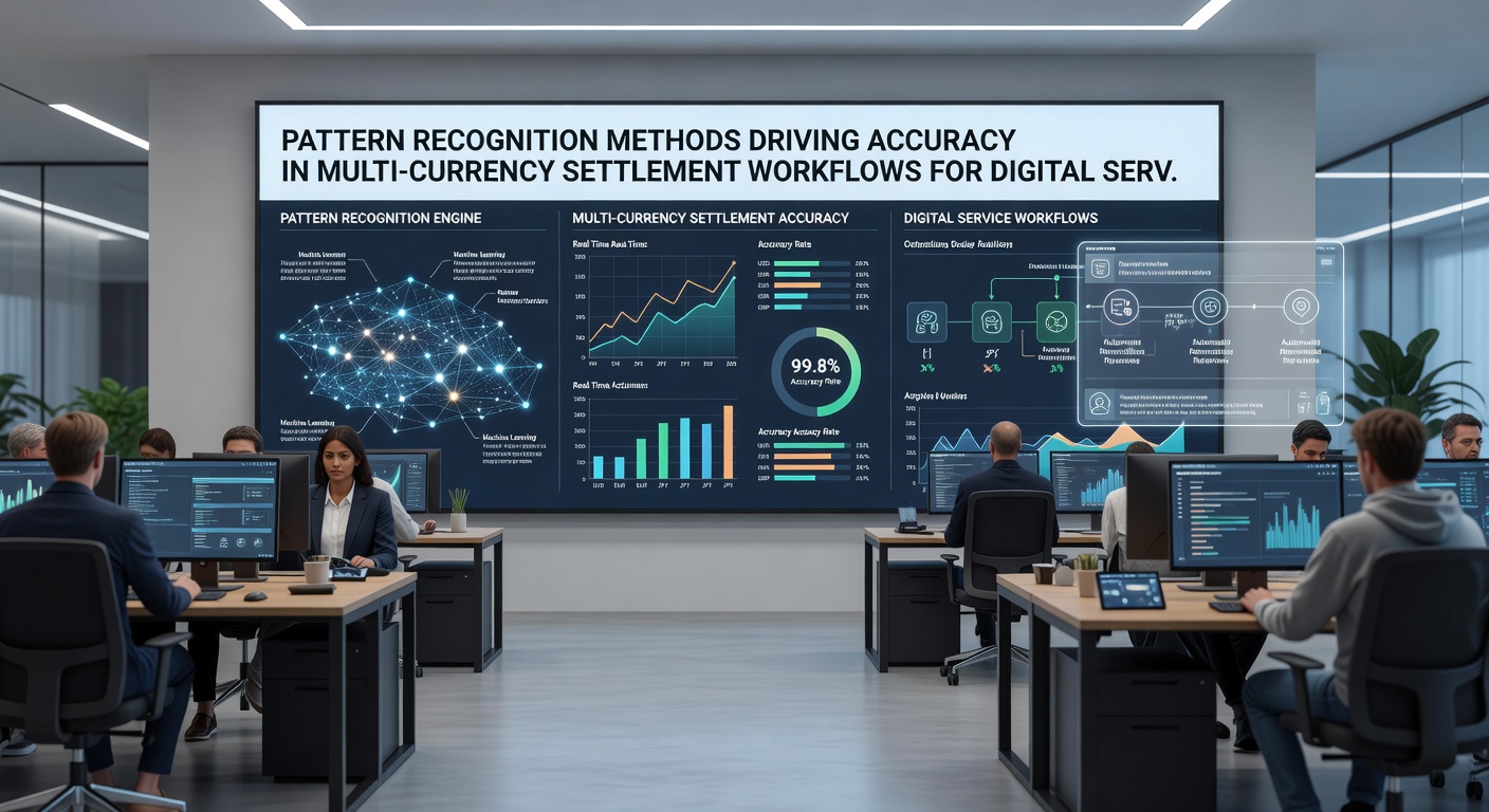 Diagram showing data flow through pattern recognition models for multi-currency digital settlements