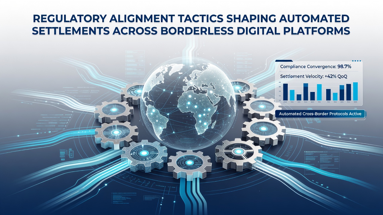 Automated settlement workflow diagram highlighting compliance checkpoints in borderless digital transactions