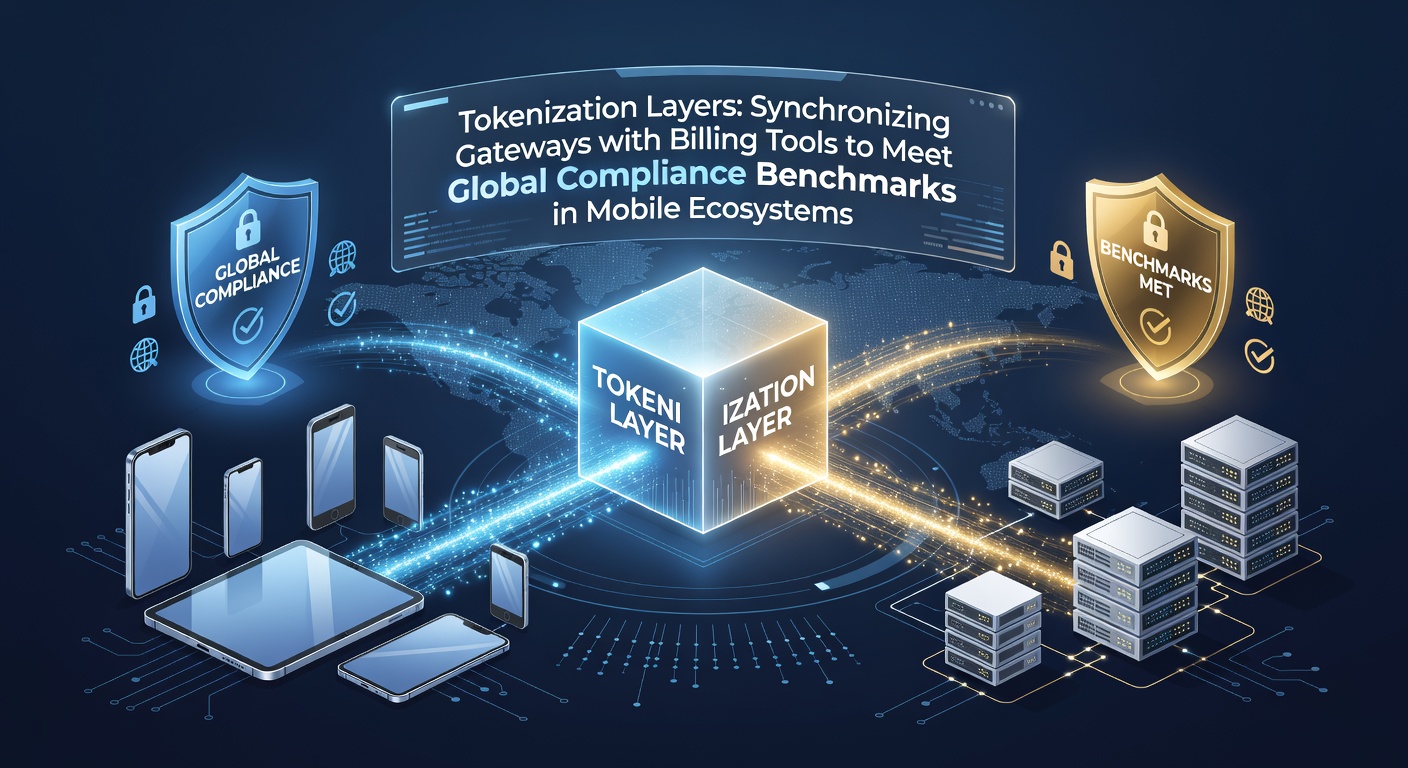 Diagram showing tokenization layers connecting payment gateways and billing systems in mobile environments